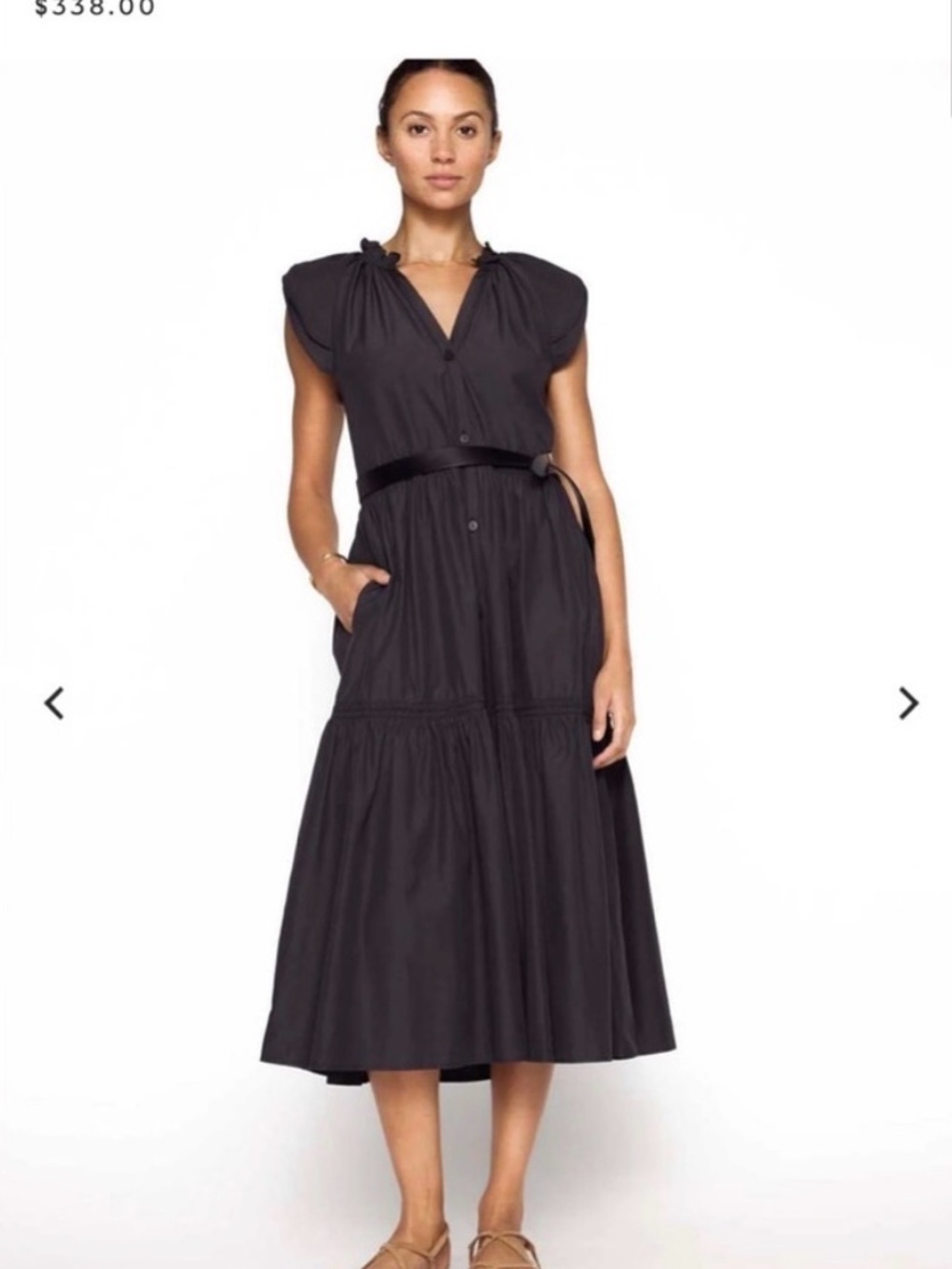 Brochu Walker Santorini Midi Dress Navy Blue XS Cotton Blend Poplin Pockets